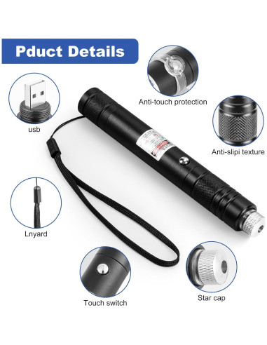 Puntero Láser Verde Recargable Damflew - 15.24 cm, USB