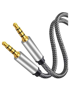 Cable Auxiliar Macho a Macho 3.5mm Tan QY 30cm Plata