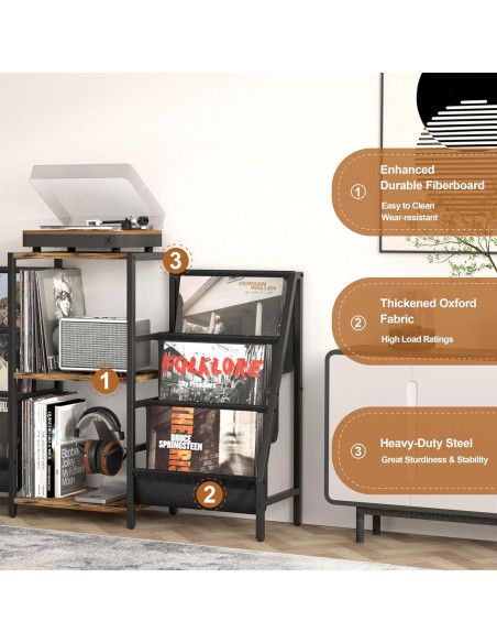 Soporte para Tocadiscos Tewinko con Almacenamiento para 280 Vinilos