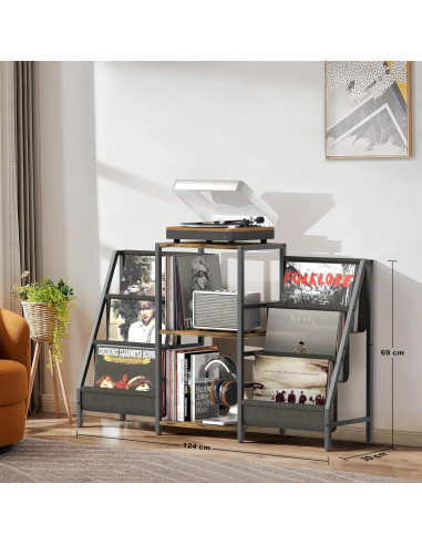 Soporte para Tocadiscos Tewinko con Almacenamiento para 280 Vinilos