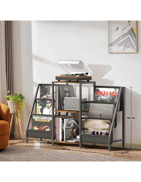 Soporte para Tocadiscos Tewinko con Almacenamiento para 280 Vinilos