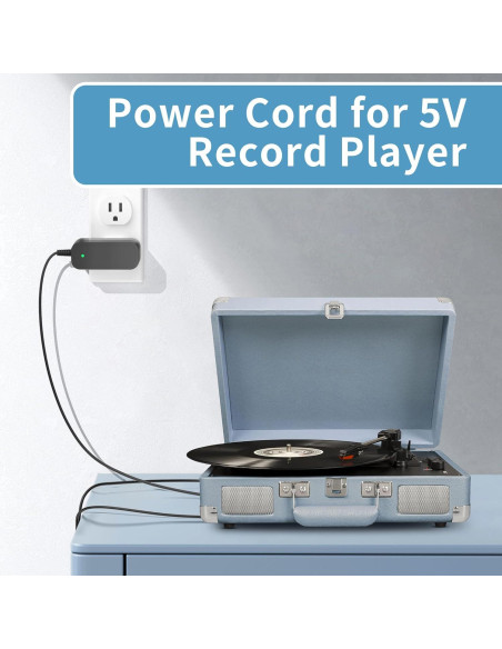 Cable de Alimentación 5V Tesenbai para Tocadiscos Crosley