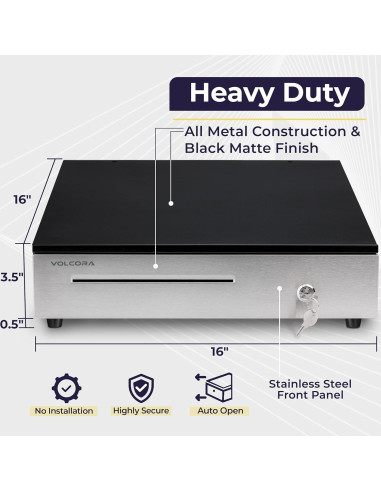 Cajón de Dinero Volcora 16" (40.64 cm) con Bandeja Removible