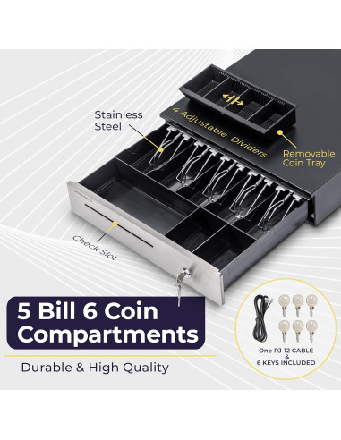 Cajón de Dinero Volcora 16" (40.64 cm) con Bandeja Removible