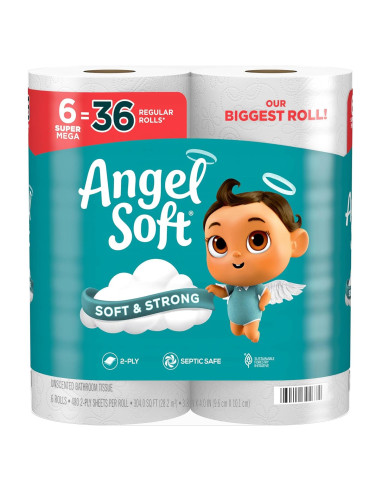 Papel Higiénico Angel Soft Súper Mega 6 Rollos 480 Hojas