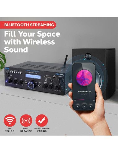 Amplificador Estéreo Bluetooth Pyle PDA6BU - 200W, 7 Entradas