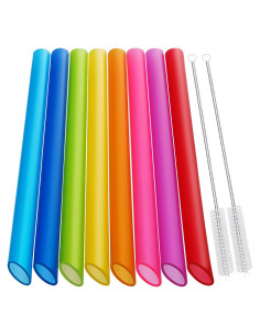 Pajitas Reutilizables Hiware 8 Pcs Anguladas para Boba y Smoothies