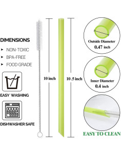 Pajitas Reutilizables Hiware 8 Pcs Anguladas para Boba y Smoothies 2