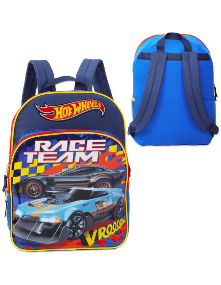 Mochila Escolar Hot Wheels Deluxe 40.64 cm + Botella y Stickers