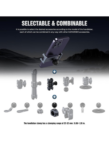 Soporte para Teléfono de Bicicleta KAPARNER KPS-02 Aluminio Ajustable