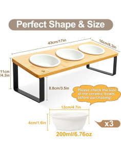 Juego de 3 Platos de Cerámica para Gatos Sunhoo - Elevados y Antivómito 2