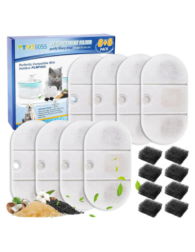 Filtros de Reemplazo MyfatBOSS para Fuente de Agua Gatos 16 Piezas