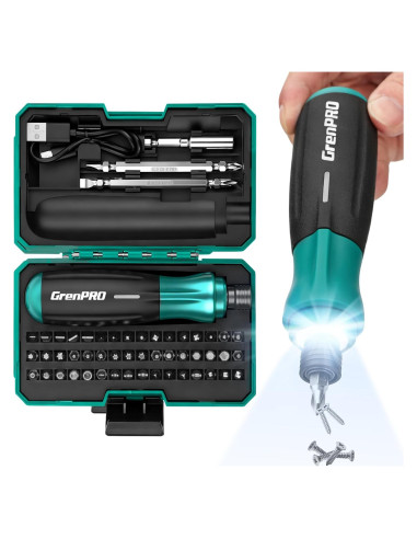 Destornillador Eléctrico GRENPRO 4V Inalámbrico con 51 Puntas