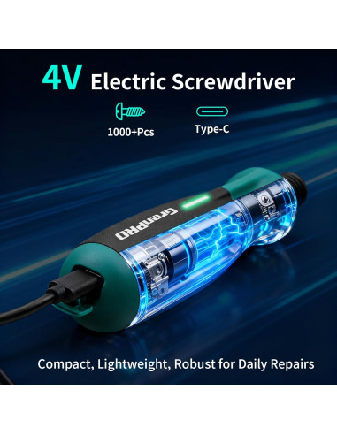 Destornillador Eléctrico GRENPRO 4V Inalámbrico con 51 Puntas