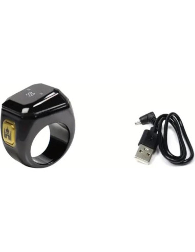 Anillo Zikr Inteligente Negro - Contador de Oraciones Inalámbrico