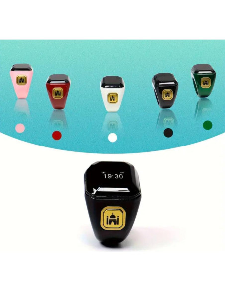 Anillo Zikr Inteligente Negro - Contador de Oraciones Inalámbrico