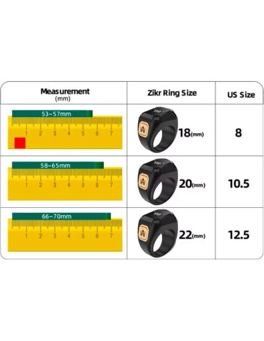 Anillo Zikr Inteligente Negro - Contador de Oraciones Inalámbrico