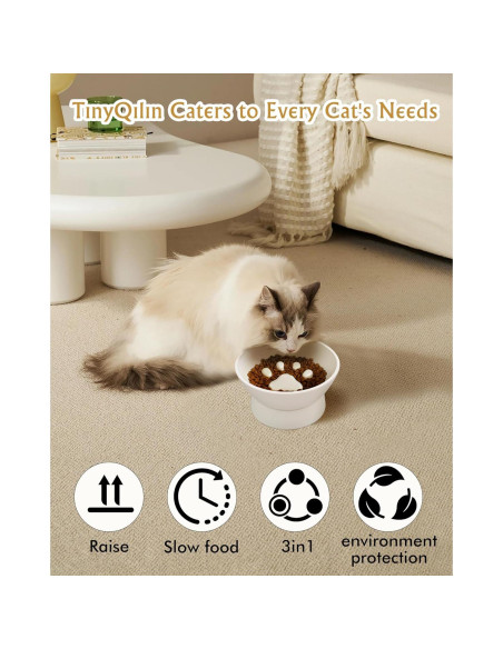 Cuenco Elevado para Gatos TinyQilin 12.7 cm Alimentación Lenta