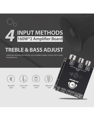 Amplificador Estéreo 160W+160W DAMGOO T160HS Bluetooth AUX