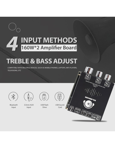 Amplificador Estéreo 160W+160W DAMGOO T160HS Bluetooth AUX