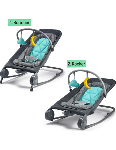 Mecedora y Balanceador 2-en-1 Verano Dúo Gris y Verde