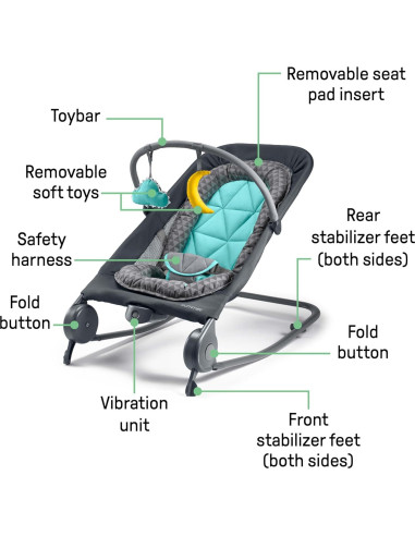 Mecedora y Balanceador 2-en-1 Verano Dúo Gris y Verde