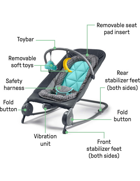 Mecedora y Balanceador 2-en-1 Verano Dúo Gris y Verde