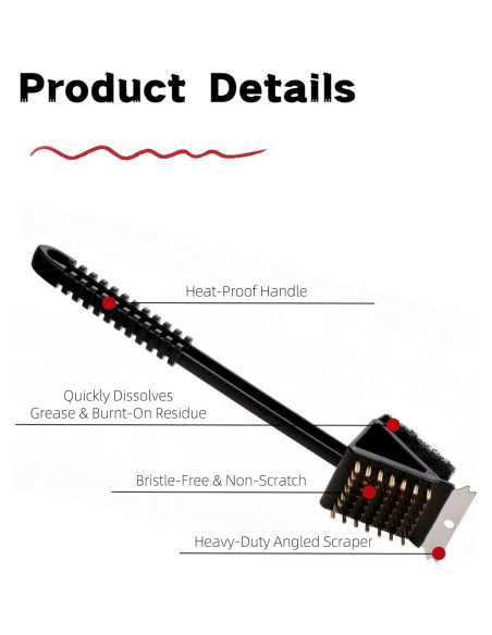 Paquete de 2 cepillos de limpieza para parrilla Genérico 3 en 1 Paquete de 2 cepillos de limpieza para parrilla Genérico 3 en 1