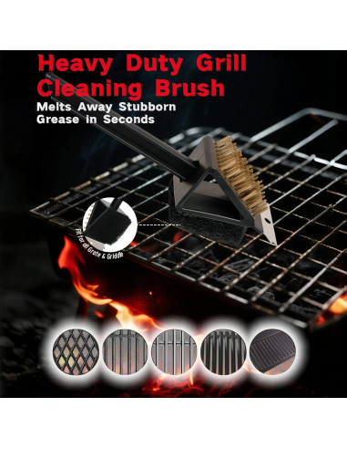 Paquete de 2 cepillos de limpieza para parrilla Genérico 3 en 1