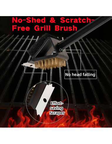 Paquete de 2 cepillos de limpieza para parrilla Genérico 3 en 1