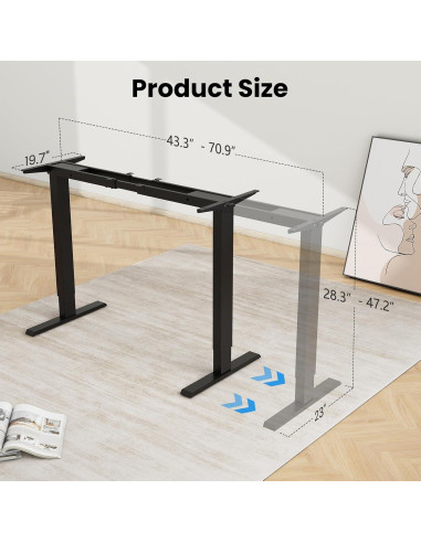 Marco de Escritorio Eléctrico Ajustable ESpefy Doble Motor Negro