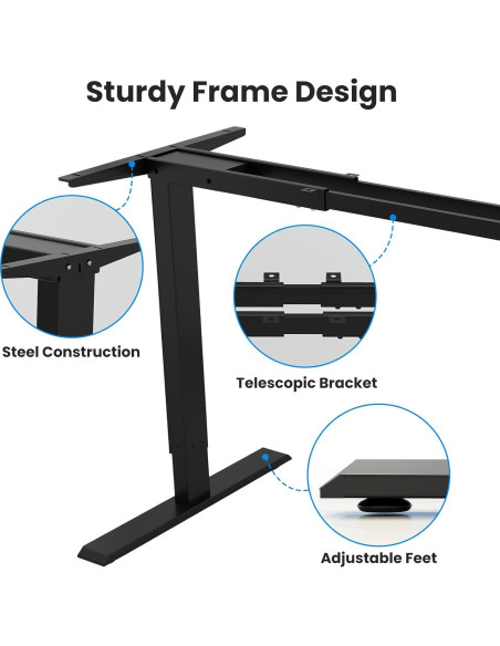Marco de Escritorio Eléctrico Ajustable ESpefy Doble Motor Negro