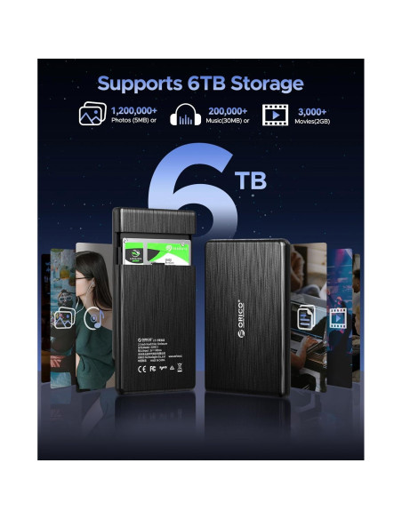 Caja Externa ORICO USB 3.0 a SATA III 2.5" 6TB Sin Herramientas