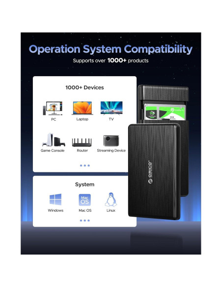 Caja Externa ORICO USB 3.0 a SATA III 2.5" 6TB Sin Herramientas