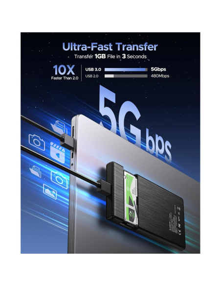 Caja Externa ORICO USB 3.0 a SATA III 2.5" 6TB Sin Herramientas