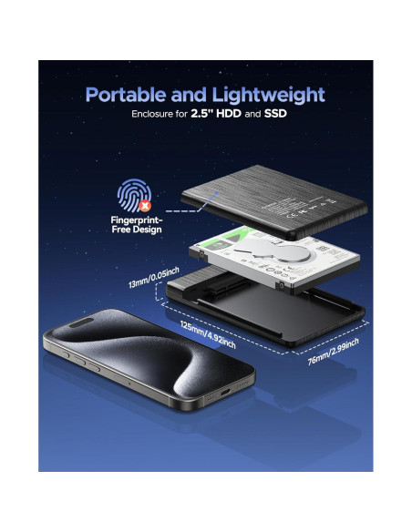 Caja Externa ORICO USB 3.0 a SATA III 2.5" 6TB Sin Herramientas
