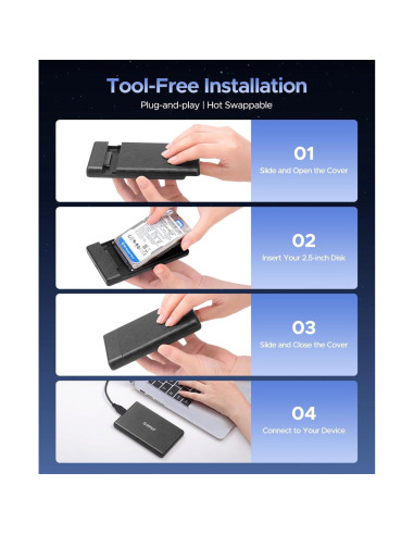 Caja Externa ORICO USB 3.0 a SATA III 2.5" 6TB Sin Herramientas
