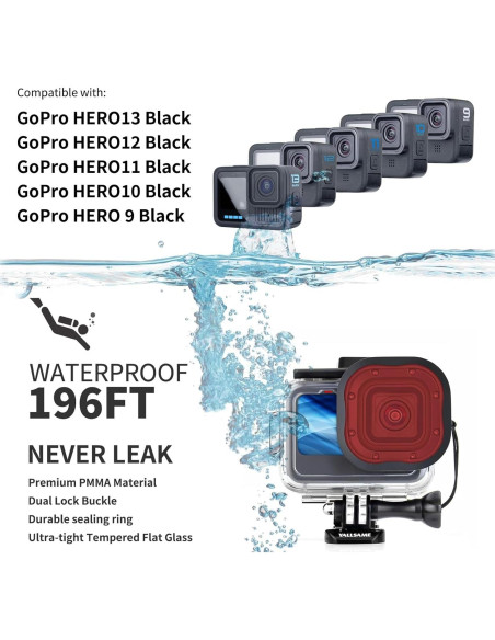 Funda Impermeable YALLSAME para GoPro Hero 9 10 11 12 13 60m