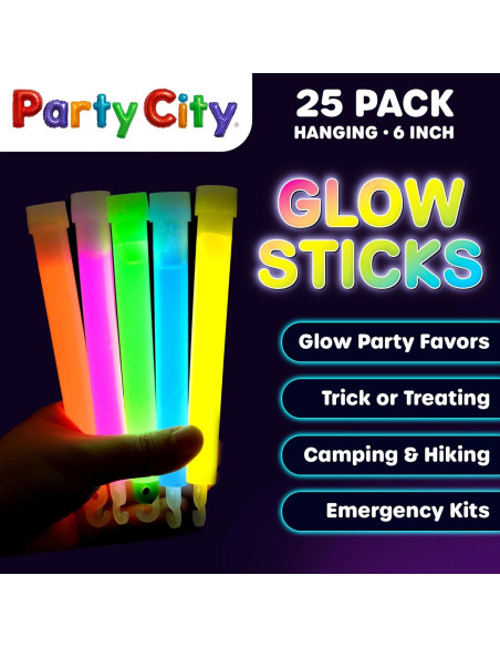 Paquete de 25 Palitos Brillantes Multicolores Party City 15cm