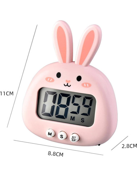 Temporizador de Cocina Digital HERCHR Conejo Rosa 99h