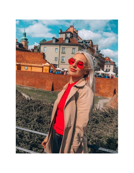 Gafas de sol redondas AIEYEZO steampunk 100% UV oro/rojo