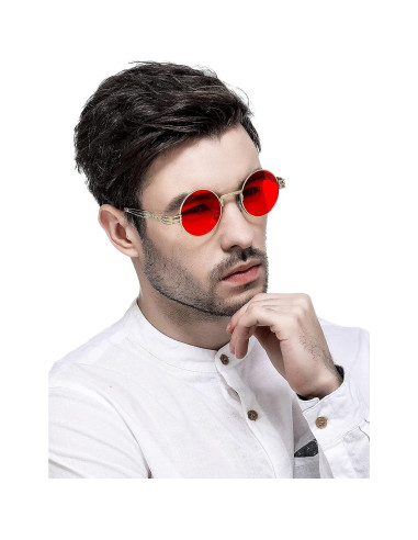 Gafas de sol redondas AIEYEZO metal UV 100% paquete de 2