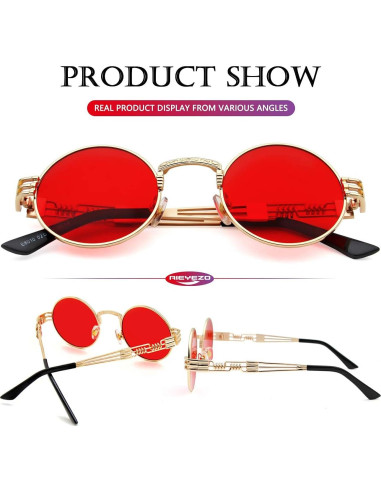 Gafas de sol redondas AIEYEZO metal UV 100% paquete de 2