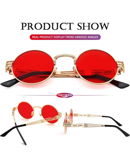 Gafas de sol redondas AIEYEZO metal UV 100% paquete de 2