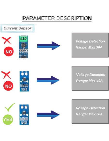 Módulo Sensor de Corriente Hall ACS724 50A 2 Pcs con Cables