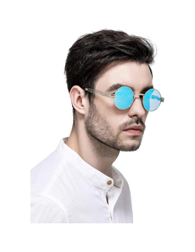 Gafas de sol redondas AIEYEZO steampunk UV 100% bloqueadores