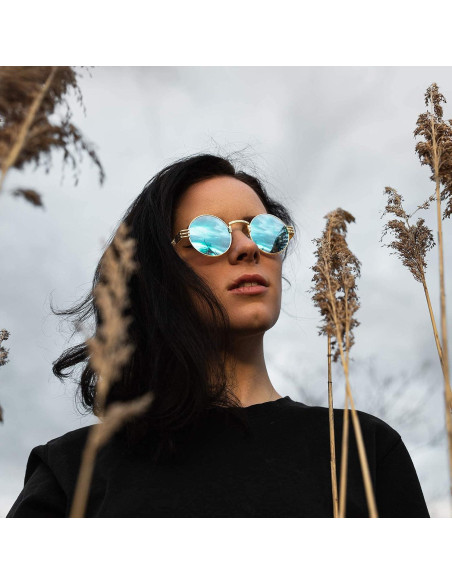 Gafas de sol redondas AIEYEZO steampunk UV 100% bloqueadores