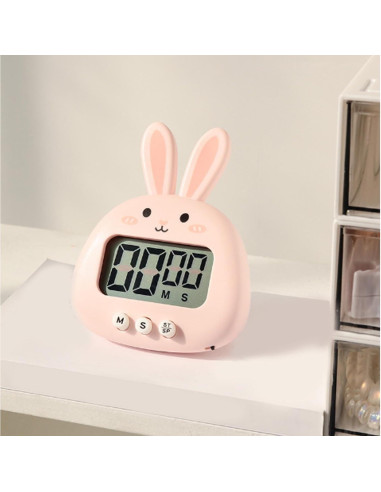 Temporizador de Cocina Digital HERCHR Conejo Rosa 99h