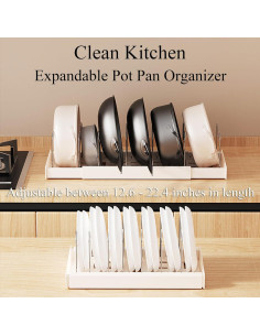 Organizador de Ollas y Sartenes Genérico Blanco 10 Divisores Ajustables 2