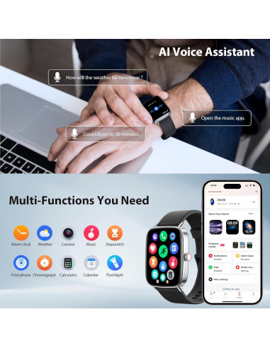 Reloj Inteligente Yoever 2025 Pantalla HD 1.85" Fitness IP68